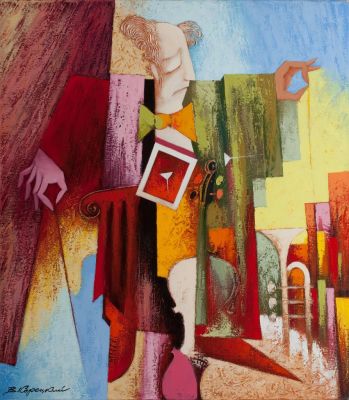 Корецкий Вячеслав.
"Скрипач", 	 	80х70см., холст, масло. Художник родился 13 марта 1961 года в 