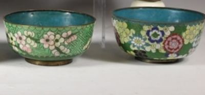 Две чаши для риса с перегородчатой эмалью (Cloisonnе). Китай, начало XX века. Цена за пару