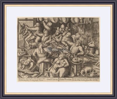 Питер Брейгель Старший, &laquo;Толстая кухня&raquo;, 1563 г., 32х26 см, оформлена в раму под стеклом. 