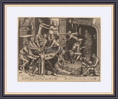 Питер Брейгель Старший, &laquo;Тощая кухня&raquo; или &laquo;Кухня тощих&raquo;, 1563 г., 32х26 см, оформлена в раму 