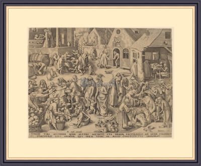 Питер Брейгель Старший, &laquo;Благотворительность&raquo;, 1561 г., 34х26 см, оформлена в раму под стеклом. 