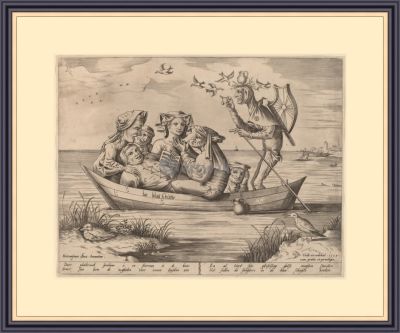 Питер Брейгель Старший, &laquo;Лодка разврата&raquo;, 1559 г., 33х26 см, оформлена в раму под стеклом. 