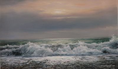 Преображенский Владимир, Лауреат Гранта МФКД. Прибой у берегов Керчи. 2005 г. Холст, масло. 55x90 см