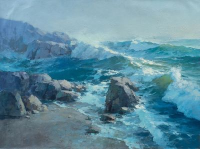 Прядко Юрий, Лауреат Золотого Знака и Грантов МФКД. Морской прибой. Холст, масло. 60x79 см. Живоп 