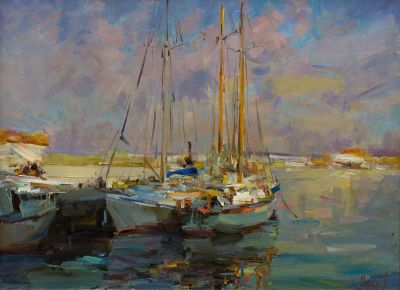 Шабадей Александр, Лауреат Золотой Медали МФКД. Вечер в бухте. 2010 г. Холст, масло. 60x80 см
. Р 