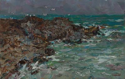 Винтаев Юрий, Заслуженный деятель искусств Украины. После дождя. 2006 г. ДВП, масло. 62х100 см. Ж 