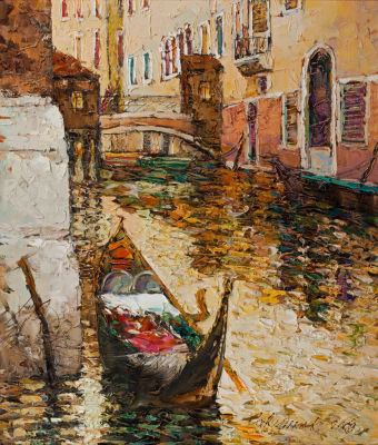 Савченко Константин.
"Одинокая гондла", 	2009 г. 	70x60см., 	холст, масло. Художник родился 9 
