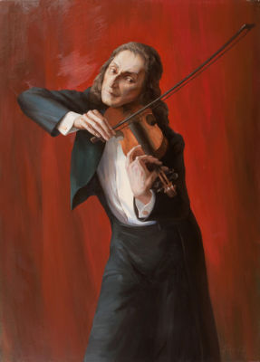 Пирогов Александр.
Портрет Н. Паганини, 	 2008г., 	110х80см., холст, масло. Художник родился в 