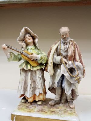 Керамическая статуэтка "Бродячие музыканты" с клеймом.