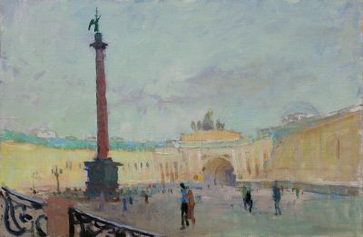 Андреев Василий. "Этюд №11"	2012 г.	30x45см., 	холст, масло. На этюде изображена Дворцовая 