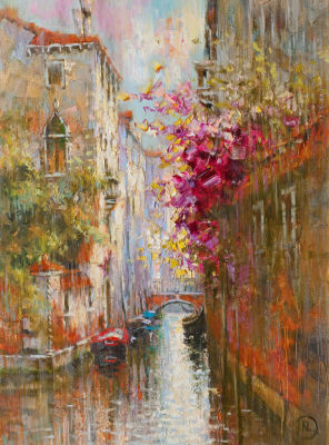 Комарова Елена. 
"Venezia.
Rio Santa Maria Mater Domini", 	2003 г., 	60.9х45.7 см, холст, масло. 