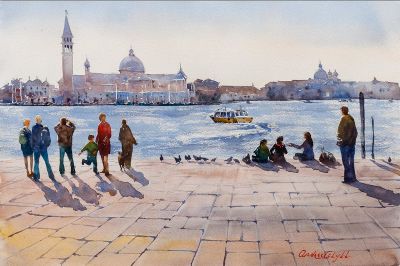 Андреевских Анна. "Венеция", 	2015 г., 	36х54смю, бумага, акварель. Художница родилась в 1979 