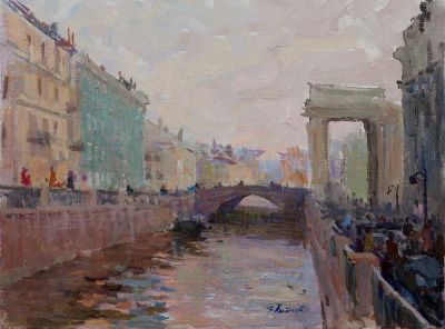 Андреев Василий. "Этюд №13"	2012 г.	30x40см., 	холст, масло. На этюде изображен Канал 