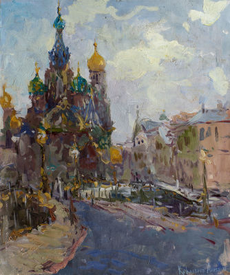 Коваленко Анна. "Питерский пейзаж", 	2011 г., 	60x50 см., 	холст, масло. Пряничный собор 