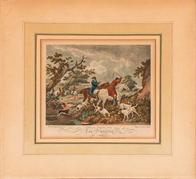Morland, George(1763-1804); engraved by Bell E. "Four Engravings. Fox Hunting". Морланд 
