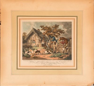 Morland, George(1763-1804); engraved by Bell E. "Four Engravings. Fox Hunting". Морланд 