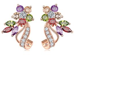 Женские серьги-гвоздики MonaLisa с блестящими разноцветными кубическими циркониями. Высота 25 
