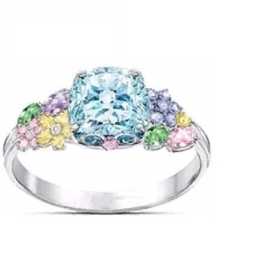 Кольцо принцессы Delisia King Aquare с голубым фианитом (выращенный голубой бриллиант) и 