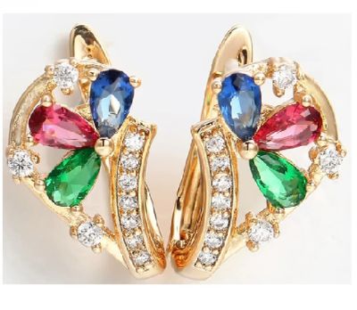 Молодежные серьги из цветного кубического циркония, цвет розового золота. Бренд: Hanreshe