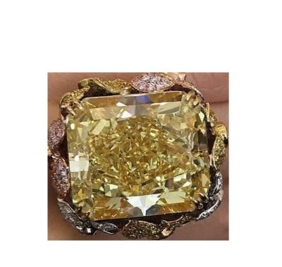 Модное женское кольцо Hyperbole цвета "Шампань" квадратной формы с большим кристаллом 