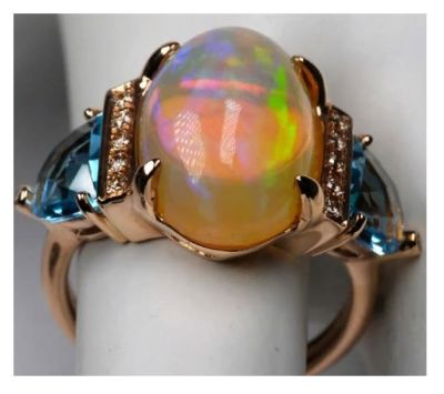 Элегантное женское кольцо в стиле ретро в форме капли воды с искусственным опалом 10 мм и 