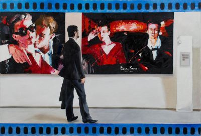 [Большой формат] Федорова Марина, В выставочном зале, 2009 год, 80х120см. холст, масло. . Окончил 