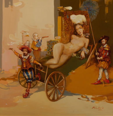 [Большой формат] Талалян Артавазд, Прогулка, 2005, 90х90, х.м. Окончил Ереванское 