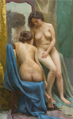 [Большой формат] Чашечкин Даниил, Две обнаженные с зеркалом, 120х75, х.м. Окончил Российскую 