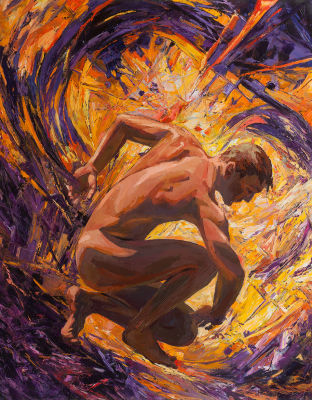 [Большой формат] Совков Сергей, Анархический прыжок (левая часть триптиха), 2010, 60х110, х.м. 