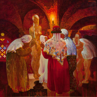 [Большой формат] Птюхин Василий (1948-2021), Царская невеста, 1998, 100х100, х.м. Лауреат 