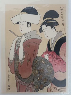 Цветная ксилографии на японской бумаге гравюры из серии &laquo;Солнечные часы молодых женщин&raquo; (Musume 