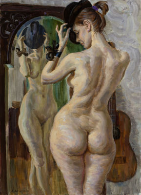 [Большой формат] Ляпкало Виктор, Перед зеркалом, 2008, 100х71, х.м. Лауреат Золотой Медали 