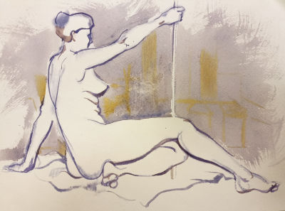 Беро Валентина. "Модель", 2014г., 20.5х29.5см. Бумага/акварель