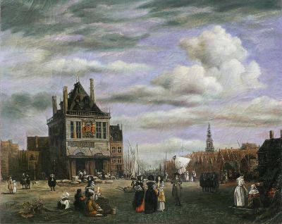 Копия музейного уровня. Ruisdael, Jacob Isaakszoon van, The Dam Square in Amsterdam. Рейсдал 