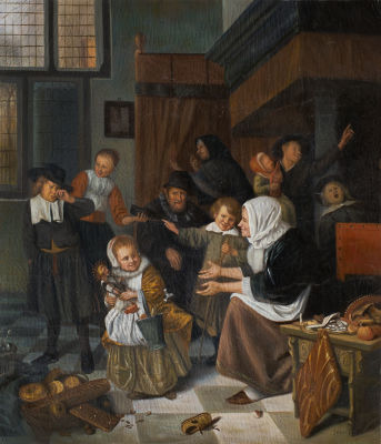 Копия музейного уровня. Steen, Jan, Feast of St. Nicholas. Стен, Ян, День святого Николаса. 