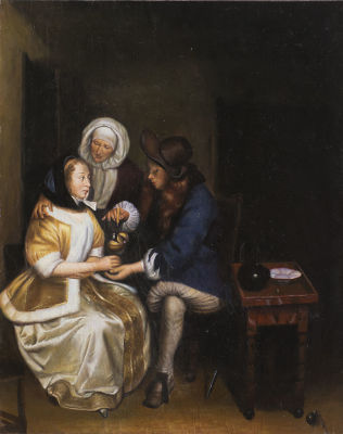 Копия музейного уровня. Terborch, Gerard, The Glass of Lemonade. Терборх, Герард, Бокал 