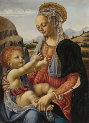 Копия музейного уровня. Verrocchio, Andrea del, Madonna and Child. Верроккьо, Андреа дель 