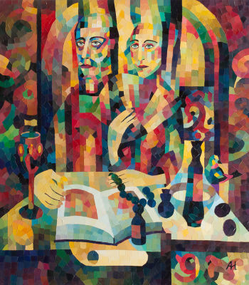 Антошина Ирина. Чтение, 2008г., 90х80см., холст, масло. Лауреат Серебряной медали МФ 