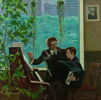 [Большой формат] Гурин Василий. Баянисты, 1976г., 157х159см. , холст, масло. Народный художник 