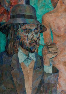 Антошина Ирина. Художник и модель, 1996г., 50х37см., холст, масло. Лауреат Серебряной медали МФ 