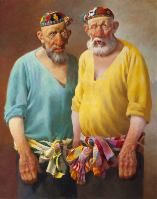 [Большой формат] Умаров Бахтияр. Два старика, 2013г., 100х80см., холст, масло. Заслуженный 