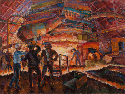 Неизвестный художник. Сталевары, 1980-е годы. 
Размер 60х80см., 
холст, масло