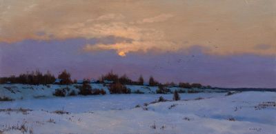 [Большой формат] Гололобов Евгений, На закате дня, 	2013г., 50x100см, холст, масло. Родился в 