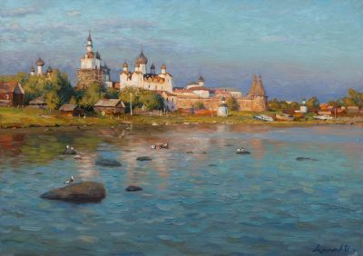 Акжигитов Ильдар. Вечер. Соловки, 2010г., 50x70см, холст, масло. Родился в 1984 г. в г. Пензе. 