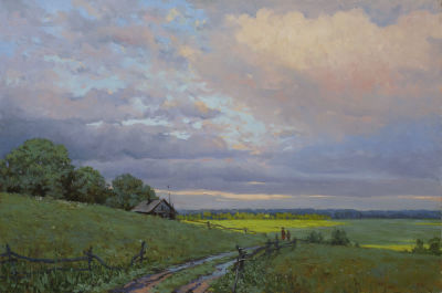 Гололобов Евгений. После дождя, 2009г., 	51x76см, 	холст, масло. Родился в 1981 г. в с. 