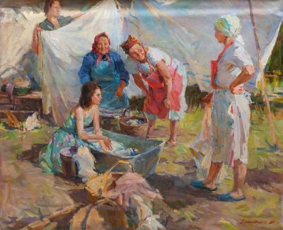 [Большой формат] Ефименко Дмитрий.
Стирка, 2001г., 81x100см, холст, масло.
. Член Национального 