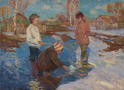 Белова Елена.
Первые проталины, 2007г., 30x25см, холст, масло.