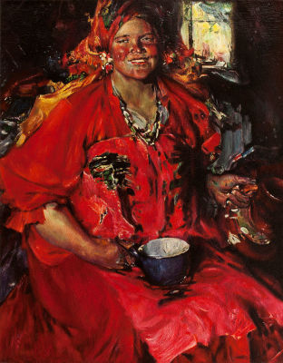 [Большой формат] Архипов Абрам Ефимович (1862-1930гг.), Девушка с кувшином, 1927г., холст 