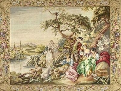 [Большой формат] Декоративный гобелен, XX век, на подрамнике, цветная вышивка с изображением 