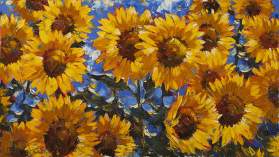 [Большой формат] Пивень Владимир. Цветы солнца, 2008г.. 80х140см., х\м. Лауреат Золотой медали 